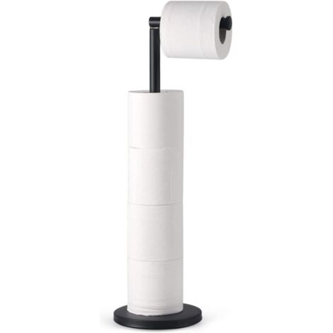 Porte-Rouleau Papier Toilette Sur Pied - 5 Rouleaux - Acier Inoxydable - Antirouille - Salle De Bain - Noir - 55cm