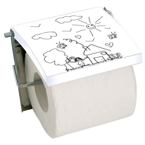 Porte Rouleau Papier Wc Mural MDF & Inox JARDIN D'ENFANTS  Blanc MSV