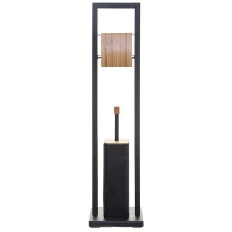 Brosse WC et Dérouleur Natureo Blanc Metal et Bambou