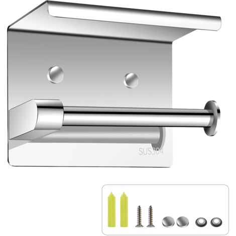 Porte-Rouleau WC mural en SUS304 avec plateforme de rangement - Support papier toilette solide et élégant pour maison & bar