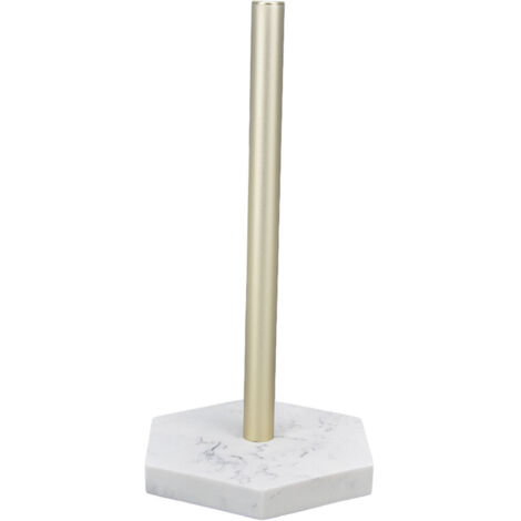Porte-Rouleaux de Cuisine Multifonction en Simili Marbre avec Tige Dorée - Support Rack pour Essuie-tout, Bureau, Salle de Bain - 30cm