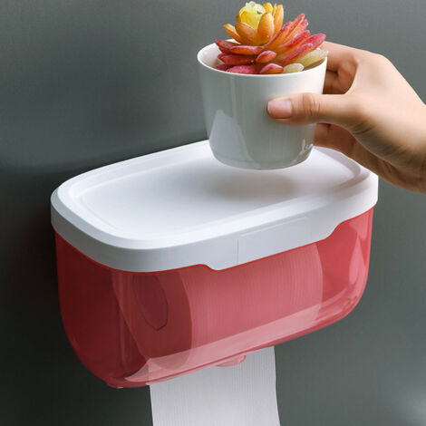 Porte-Rouleaux de Papier de Toilette Monté Murale, Box Papier, Boîte Transparente Résistante à l'eau pour Usage Sanitaire, Design Minimaliste sans Percage, Dimensions Approx. 22x13x13cm, Matière Plast