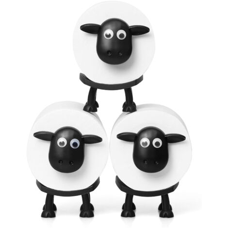 Porte-Rouleaux de Toilette Mouton, Décor de Salle de Bain Drôle, Lot de 3, Support Libre pour Papier Toilette, Idée Cadeau Originale