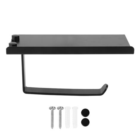Porte-Rouleaux en Aluminium Spatial Noir pour Salle de Bain - Support pour Papier, Téléphone et Objets - Durable et Élégant avec Vis Incluses