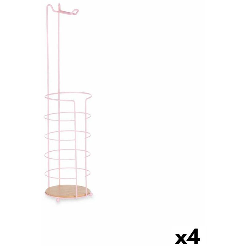Porte-rouleau de papier toilette en métal rose Bambou 16,5 x 63,5 x 16,5 cm (4 pièces)