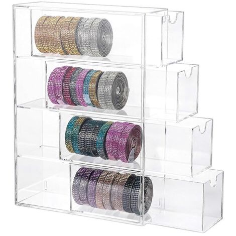 Porte-ruban adhésif transparent Washi avec 4 tiroirs coulissants