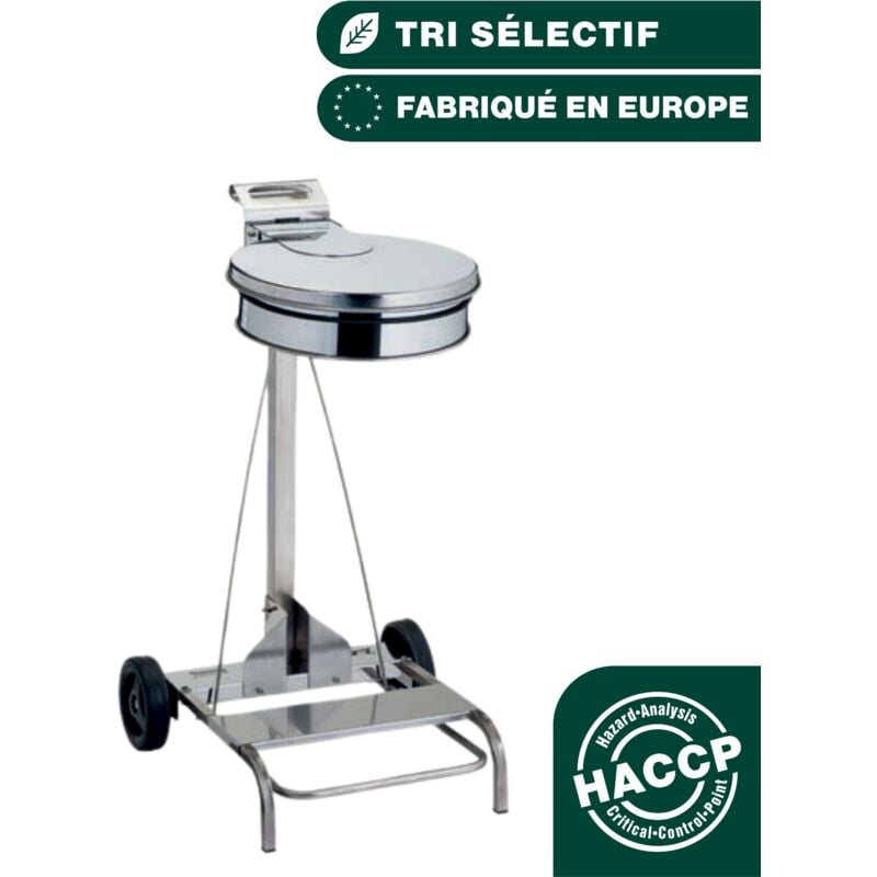 Porte sac rond mobile à pédale Inox - Matériel professionnel - JVD