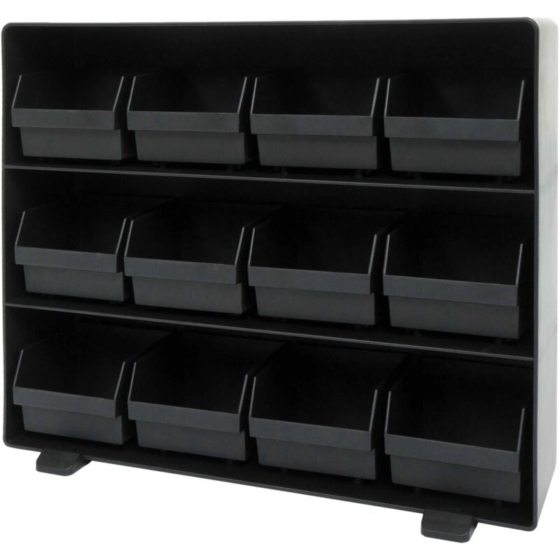 Porte-sachets de thé HHG 765, boîte de rangement, rangement de thé, 12 compartiments amovibles, 30x33x8cm noir
