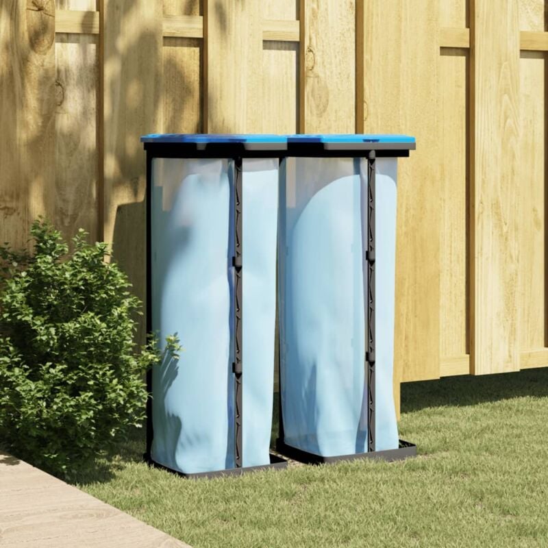Porte-sacs poubelles 2 pcs noir et bleu 120 l pp vidaXL39975