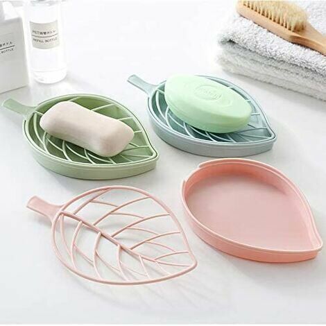 Porte-savon 3 couleurs, porte-savon de douche feuille avec égouttoir, porte-savon élégant pour la cuisine de douche - KZM2Z
