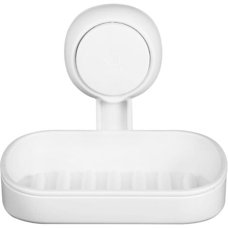 Porte-savon à ventouse autonettoyant, blanc