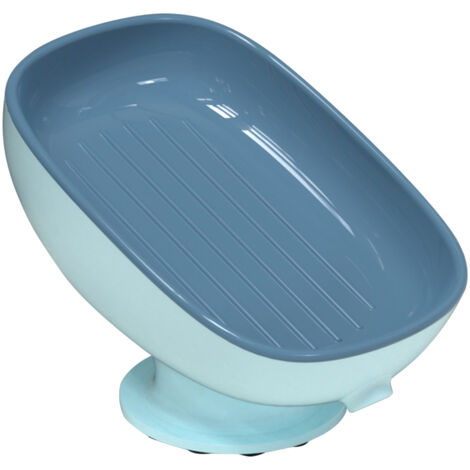 Porte-savon à ventouse double couche amovible, convient aux enfants et aux adultes, accessoire de bain cadeau, porte-savon à ventouse bleu.