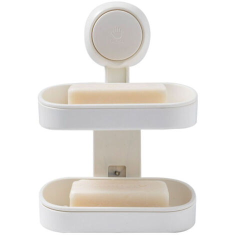 Porte-Savon à Ventouse Double Étage - Pour Douche et Baignoire - Design 2 Niveaux - Installation sans Perçage - Drainage Rapide - Organisation Salle de Bain