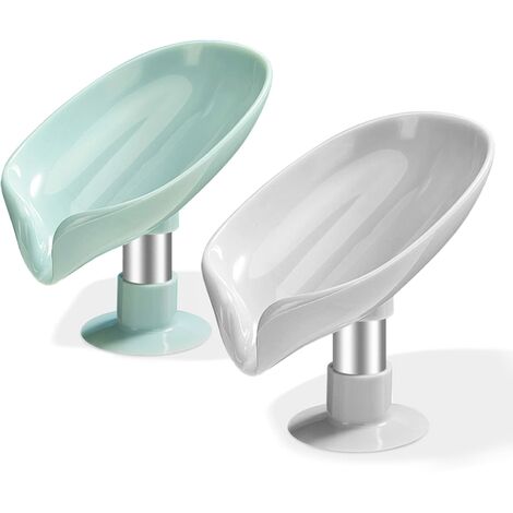 Porte-savon à ventouse lot de 2, porte-savon de douche, porte-éponge d'évier de cuisine, porte-savon avec drain, facile à nettoyer et à séchage rapide, aucun perçage requis