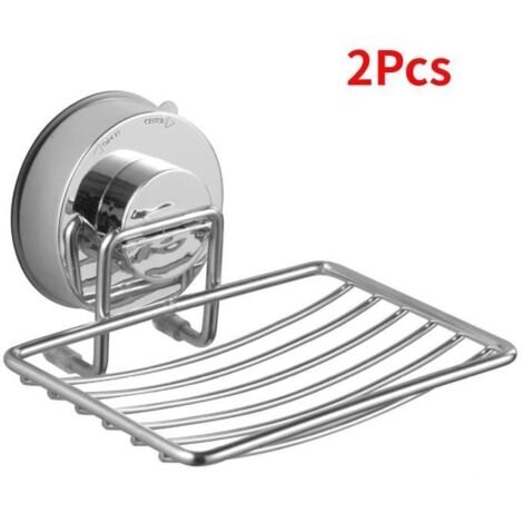 Porte-Savon À Ventouse Porte-Savon En Acier Inoxydable 304 Porte Eponge Plateau De Rangement Durable - 2Pcs