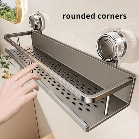 Porte-savon à ventouse sans perçage – Étagère de douche murale 30 cm en alliage d’aluminium, rangement salle de bain gain de place