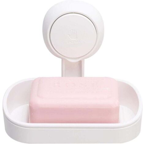 Porte Savon à Ventouse Savon sans Perçage & Réutilisable 1 Seconde d'Installation Porte Savon Douche Charge 5KG Impérable Support pour Carrelage Paroi de la Douche Salle de Bain -Blanc