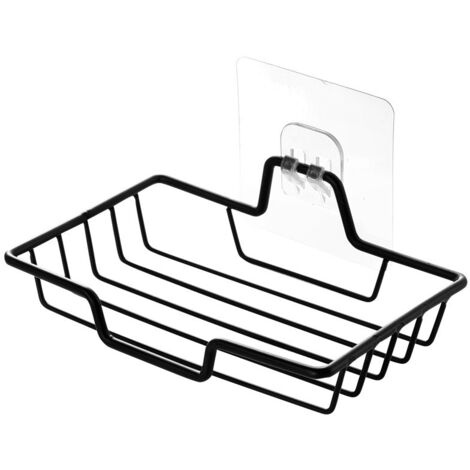 Porte-savon à ventouse, support mural en acier inoxydable pour douche, salle de bain, lavabo, étanche et antirouille (noir)-AquaForge