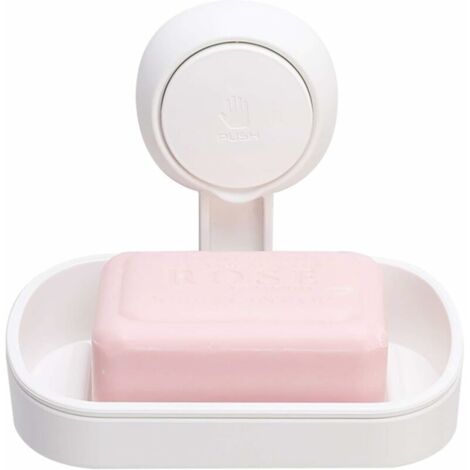 Porte Savon à Ventouse Ventouse Savon sans -Blanc Perçage & Réutilisable 1 Seconde d'Installation Porte Savon Douche Charge 5KG Impérable Support pour Carrelage Paroi de la Douche Salle de Bain
