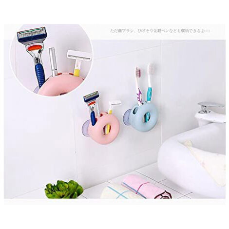 Porte-Savon à Ventouses Fortes, Support Murale de Brosses à 4 Troues (Beige), PP Matériel, 10x5cm, Organiseur de Brosses de Bain Sans Détérioration Murale
