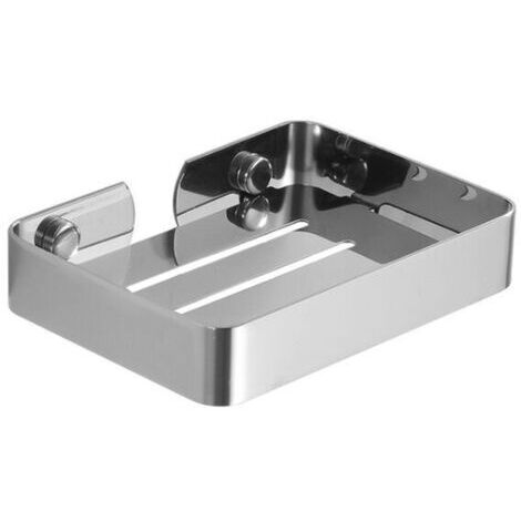 Porte-savon auto-adhésif, sans perçage, panier à savon en acier inoxydable (antirouille), organisateur de douche pour salle de bain, porte-éponge de cuisine (petit format argenté)