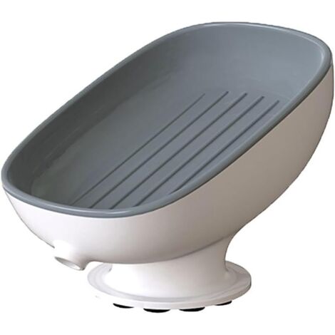 Porte-savon auto-drainant pour lavabo de salle de bain, porte-savon de douche, porte-savon à ventouse pour comptoir de cuisine, facile à nettoyer, double couche pour baignoire, gris