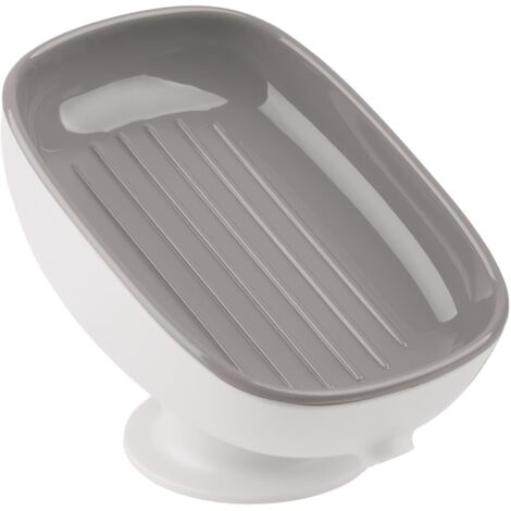 Porte-savon autonettoyant pour lavabo, vasque rectangulaire, porte-savon pour baignoire et cuisine - gris