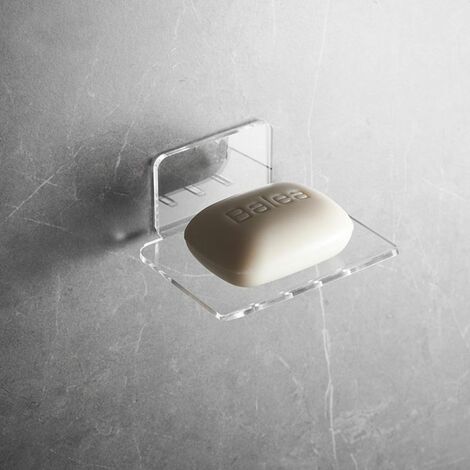 Porte-savon, barre de savon porte-éponge avec drain, porte-savon autocollant pour douche, salle de bain, baignoire, cuisine, transparent