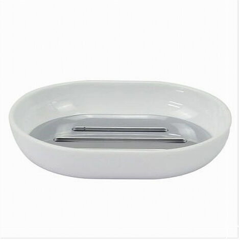 Porte-savon Blanc Argent Accessoires De Salle De Bain 12.5 X 9.5cm 79865