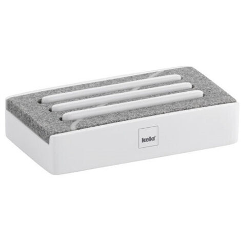 Porte-savon Blanc Mat & Aspect Pierre - Cube - Kela