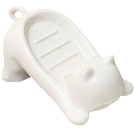 Porte-savon blanc, porte-savon de rangement en plastique pour comptoir de salle de bain, porte-savon pour bonde de toilettes.