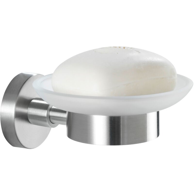 Porte-savon Wenko Bosio inox mat 11 x 5,5 cm salle de bain design porte-savon mural en verre satinée accessoires salle de bain support savon inox 304