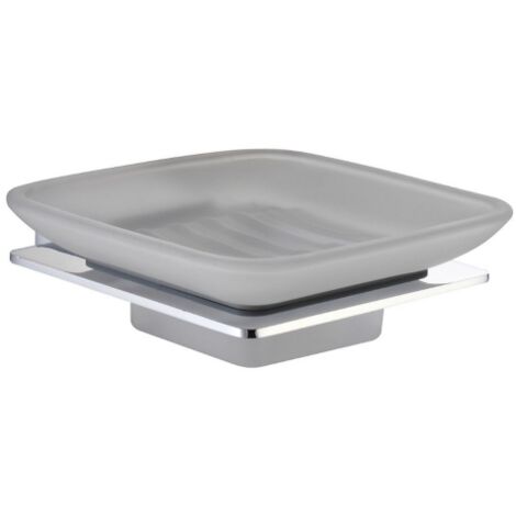 Porte-savon carre' DianHydro Maela en me'tal chrome' et verre, vis de fixation incluses, accessoires de salle de bain muraux