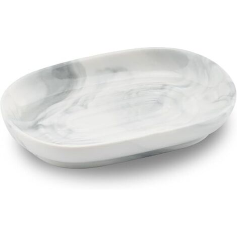 Porte Savon Ceramique, Antidérapant Porte Savon Marbre, Porte Savon Salle de Bain, Support Savon Solide pour Cuisine, Baignoire, Évier et Douche (Gris)