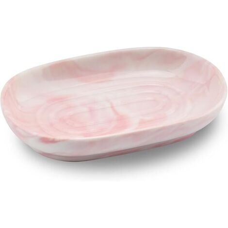 Porte Savon Ceramique, Antidérapant Porte Savon Marbre, Porte Savon Salle de Bain, Support Savon Solide pour Cuisine, Baignoire, Évier et Douche (Rose)