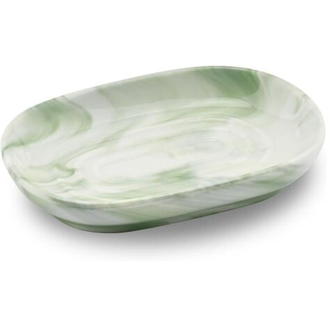 Porte Savon Ceramique, Antidérapant Porte Savon Marbre, Porte Savon Salle de Bain, Support Savon Solide pour Cuisine, Baignoire, Évier et Douche (Vert)