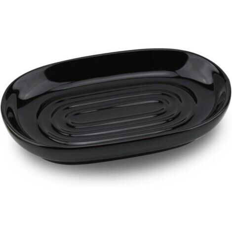 Porte Savon Céramique Antidérapant, Porte Savon Marbre pour Salle de Bain, Support Savon Solide pour Cuisine, Évier et Douche (Noir)