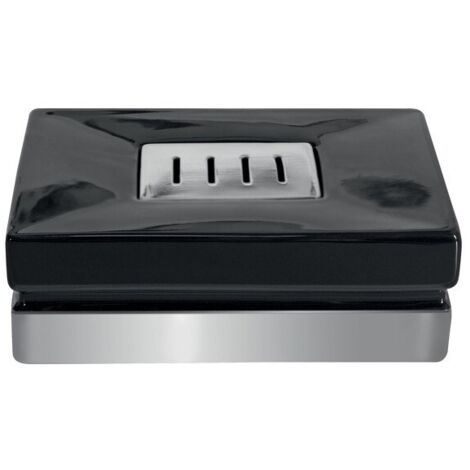 Porte savon Céramique ROMA Noir & Argent Spirella