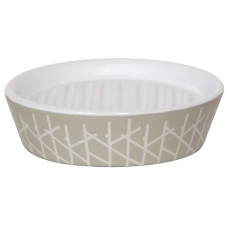 Porte Savon Céramique TREE Taupe & Blanc MSV