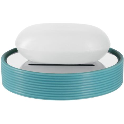 Porte savon Céramique TUBE RIBBED Bleu Spirella