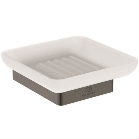 Porte-savon CONCA carré, avec support mural magnétique gris IDEAL STANDARD
