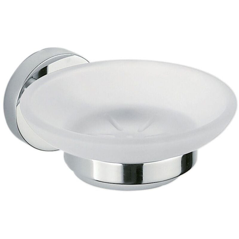 Porte-savon mural Forum chrome poli/verre satiné - Inda