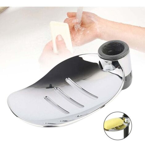 Porte-savon de douche moderne en Chrome réglable, outil de salle de bains, plateau en forme de feuille pour tiges de douche  22MM