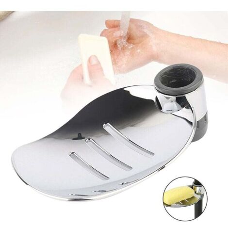 Porte-savon de douche moderne en Chrome réglable, outil de salle de bains, plateau en forme de feuille pour tiges de douche  22MM