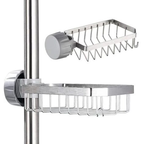 Porte-savon de douche – Support de shampoing de douche, aucun perçage requis, adapté aux tiges de 25 à 40 mm