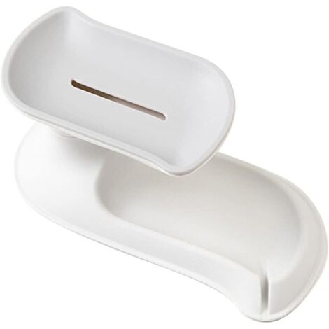 Porte-savon de salle de bain et de cuisine pivotant à 360° double couche auto-drainant (gris)