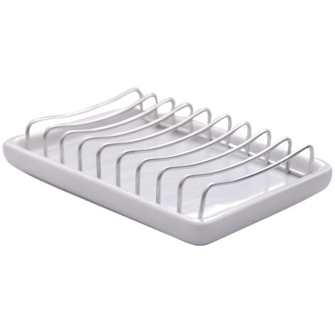Porte-Savon Double Couche en céramique - en Acier Inoxydable - Auto-drainant - pour Salle de Bain ou Douche