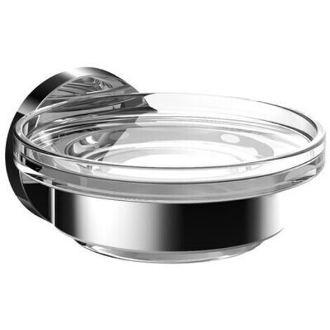 Porte-savon emco round, partie en verre satiné, chrome