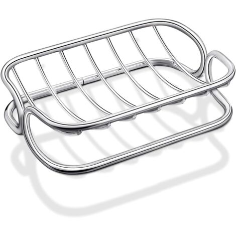 Porte-savon en acier inoxydable, auto-drainant, plateau en métal robuste pour douche, salle de bain, cuisine (lot de 1)