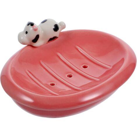 Porte-savon en céramique à motif vache mignon, petit porte-savon